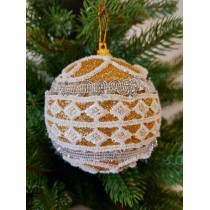 Новорічні кулі золоті з ажурним візерунком Ø80мм, ціна за набір 3 шт (SH227)